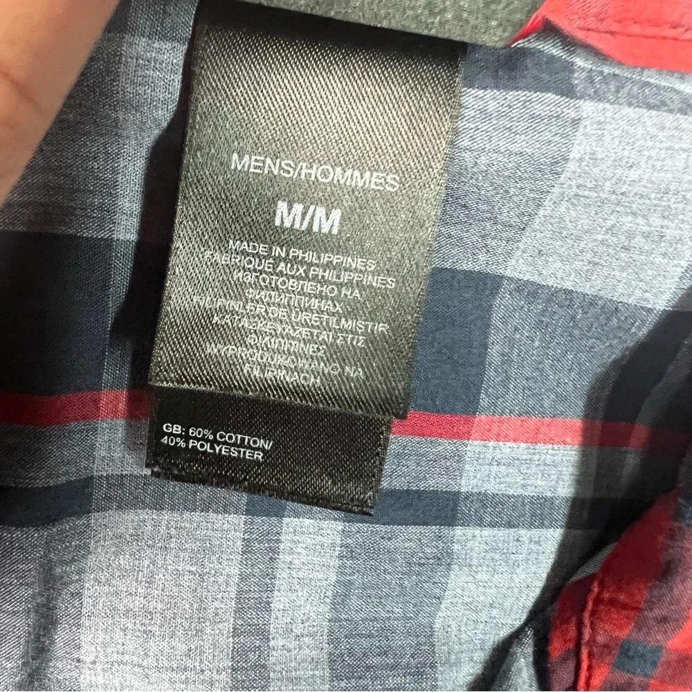 THE NORTH FACE Shirt Mens Medium Red Blue Plaid Short Sleeve Snap Front Hiking - Picture 6 of 9